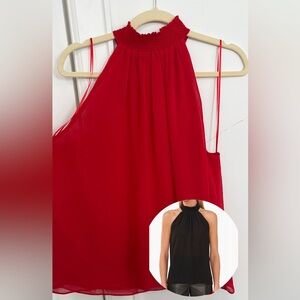 Halogen Red Halter Neck Women's Top